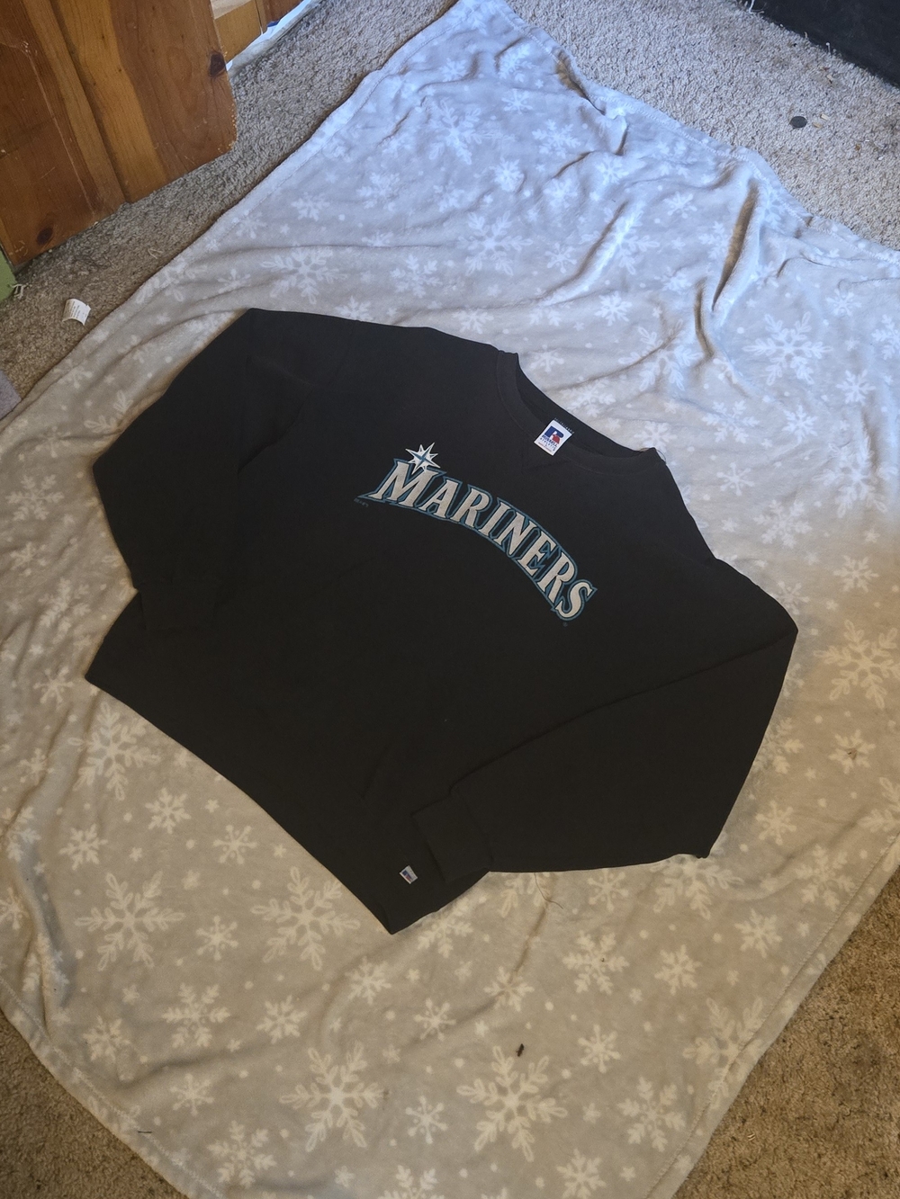 Seattle Mariners Black Russel Athletics Crewneck Sweatshirt